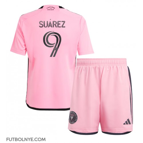 Camiseta Inter Miami Luis Suarez #9 Primera Equipación para niños 2024-25 manga corta (+ pantalones cortos)